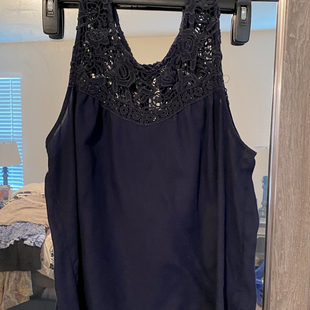 Lace neck tank top